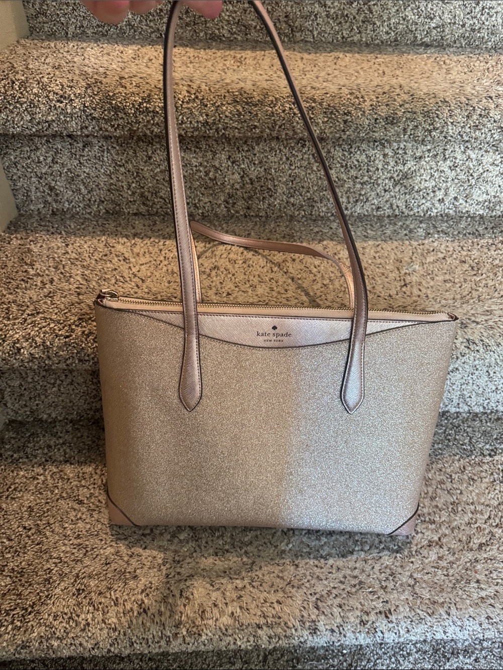kate spade Metallic Rose Gold Glitter Tote - Picture 11 of 14